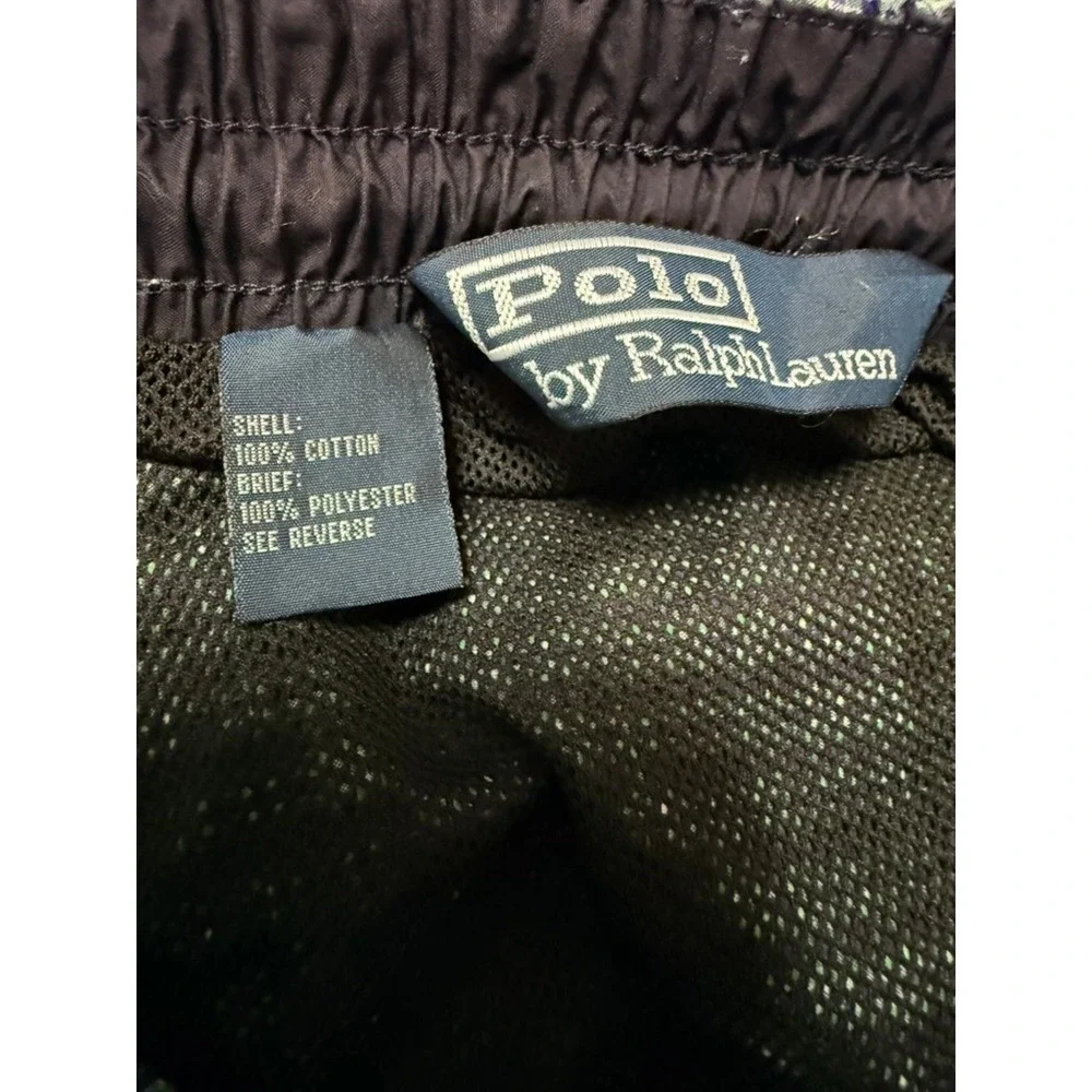 Polo Ralph Lauren Mens Green Blue Plaid Cotton Swim Trunks Mesh Liner Large 5in